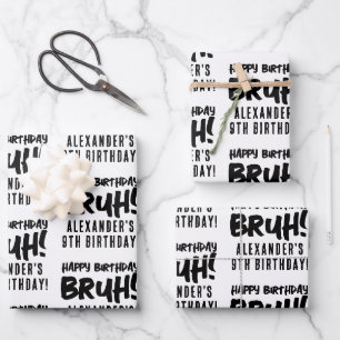 Feuille De Papier Cadeau Joyeux anniversaire Bruh Boy's adolescent Ado Boy