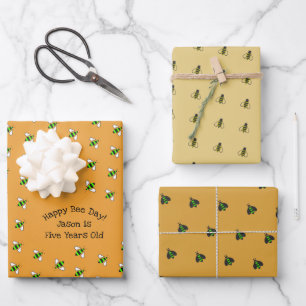 Feuille De Papier Cadeau Joyeux Anniversaire Bumble Bees Set de 3