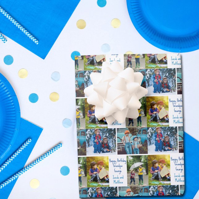 Feuille De Papier Cadeau Joyeux Anniversaire Grand-père Custom Petits Photo (Créateur téléchargé)