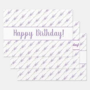 Feuille De Papier Cadeau Joyeux Anniversaire Lavender Flower Bundles