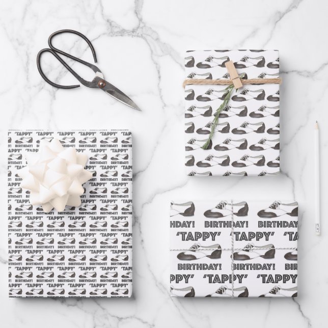Feuille De Papier Cadeau Joyeux Anniversaire Tap Danse Enseignant Chaussure (Recto)