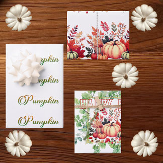 Feuille De Papier Cadeau Joyeux Automne Petite Couronne de Verdure Citrouil
