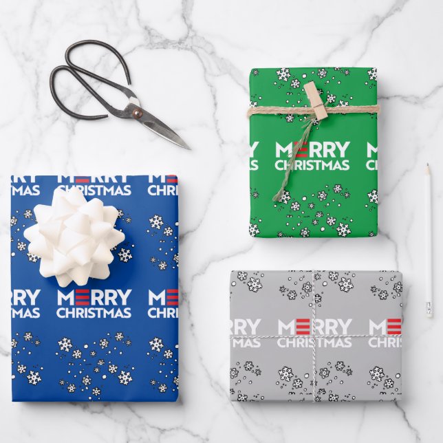 Feuille De Papier Cadeau Joyeux (Biden Harris) Noël (Recto)