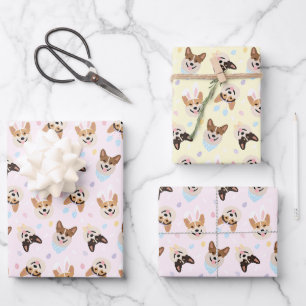 Feuille De Papier Cadeau Joyeux Chiens de Corgi gallois Pembroke de Pâques
