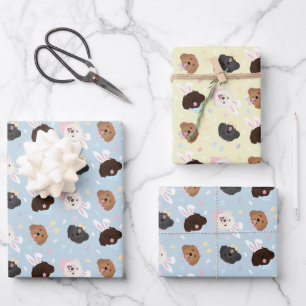 Feuille De Papier Cadeau Joyeux Chiens de Pâques