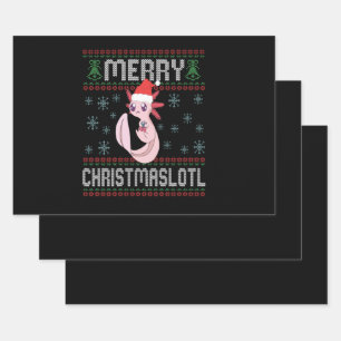 Feuille De Papier Cadeau Joyeux Christmaslotl mignon Axolotl Doux moche Cad