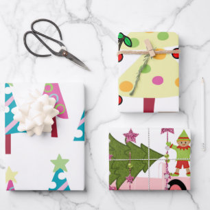 Feuille De Papier Cadeau Joyeux elfe d'arbre de Noël
