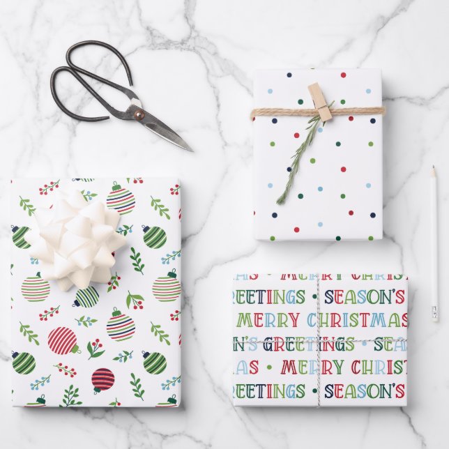 Feuille De Papier Cadeau Joyeux et brillant Noël moderne (Recto)