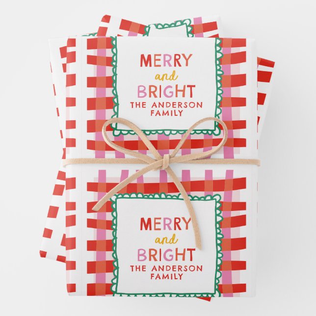 Feuille De Papier Cadeau Joyeux et brillant vacances personnalisées rouge e (En situation)