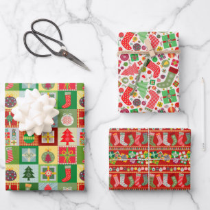 Feuille De Papier Cadeau Joyeux et brillants Stockage de Noël Arbres Cadeau
