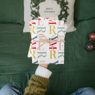 Feuille De Papier Cadeau Joyeux et lumineux coloré moderne   Joyeuses fêtes