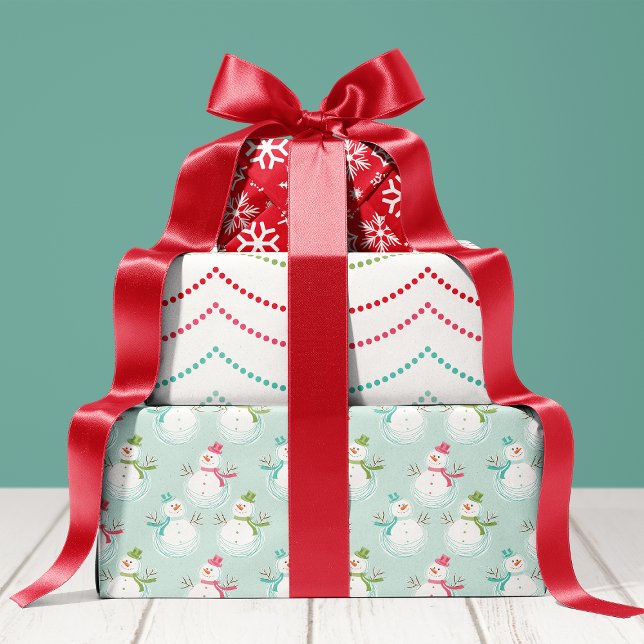 Feuille De Papier Cadeau Joyeux Et Lumineux Noël Snowman De Vacances (Créateur téléchargé)