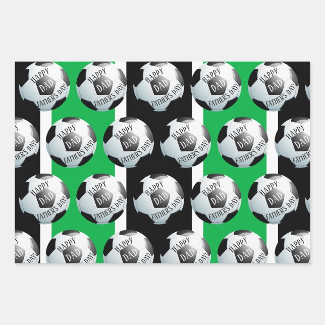 Feuille De Papier Cadeau Joyeux Fête des pères Football de football (Devant)