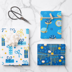 Feuille De Papier Cadeau Joyeux Hanouka