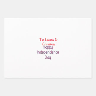 Feuille De Papier Cadeau Joyeux jour de l'indépendance nom date rouge bleu