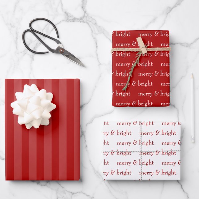Feuille De Papier Cadeau Joyeux & Joyeux Noël Rouge (Recto)
