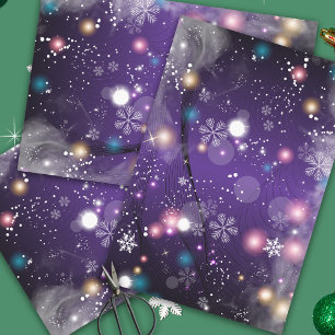 Feuille De Papier Cadeau Joyeux Misty violet Noël hiver Wonderland