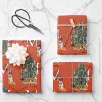 Joyeux Monogramme de Noël personnalisé Tigre et Ar