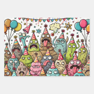 Feuille De Papier Cadeau Joyeux Monstre Puking Birthday