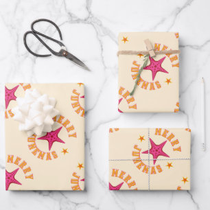 Feuille De Papier Cadeau Joyeux Motif de Noël tropical Junemas