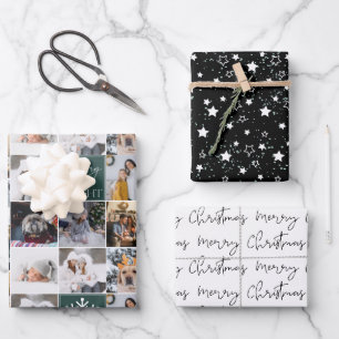 Feuille De Papier Cadeau Joyeux neige brillante 8 photos grille collage noi