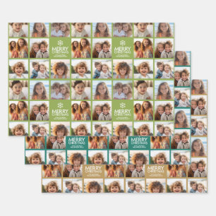 Feuille De Papier Cadeau Joyeux Noël 8 Photo Collage - famille de flocon de