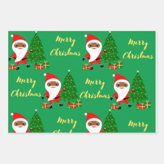 Feuille De Papier Cadeau Joyeux Noël Black Père Noël
