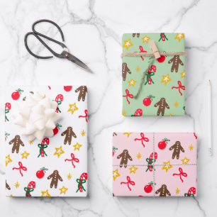Feuille De Papier Cadeau Joyeux Noël Doodle Mignon Motif Fantaisiste 