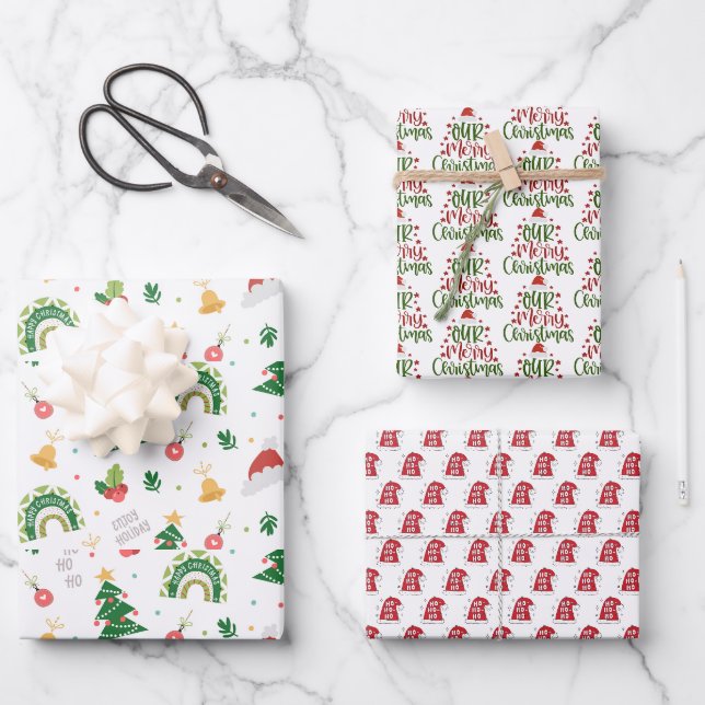Feuille De Papier Cadeau Joyeux Noël du Père Noël (Recto)