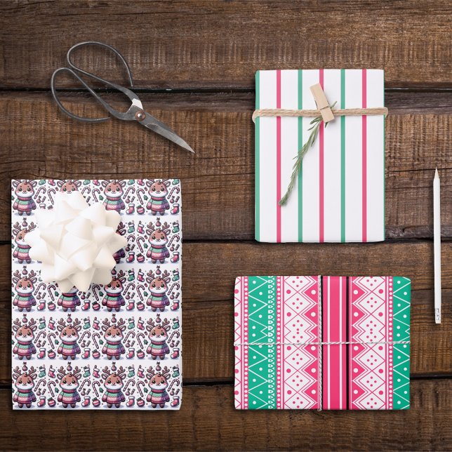 Feuille De Papier Cadeau Joyeux Noël et vilains voeux de Sweat Reindeer (Créateur téléchargé)