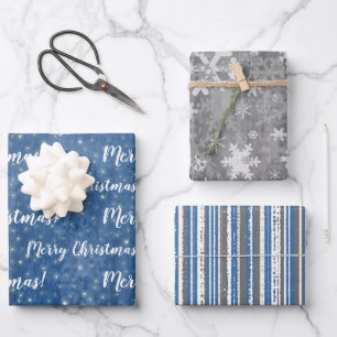 Feuille De Papier Cadeau Joyeux Noël gris gris hiver