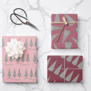 Feuille De Papier Cadeau Joyeux Noël Houndstooth Arbre Motif Enveloppement