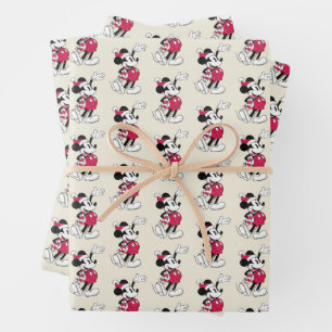 Feuille De Papier Cadeau Joyeux Noël   Mickey Souris Vintage Père Noël