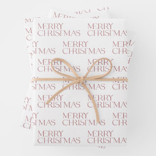 Feuille De Papier Cadeau Joyeux Noël moderne Typographie rouge Simple