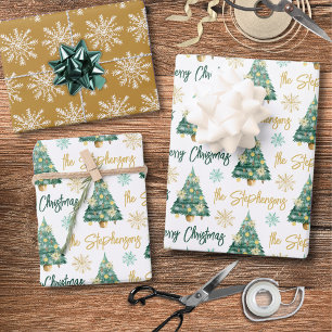 Feuille De Papier Cadeau Joyeux Noël personnalisé moderne Script