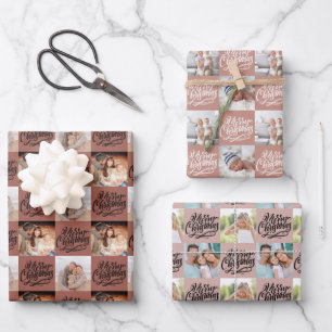 Feuille De Papier Cadeau Joyeux Noël Script Checkerboard 6 Photo