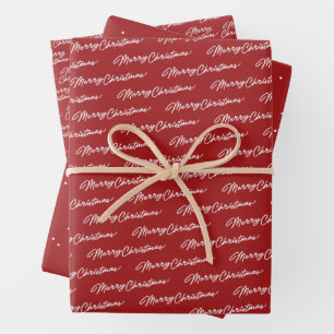 Feuille De Papier Cadeau Joyeux Noël simple rouge classique vacances