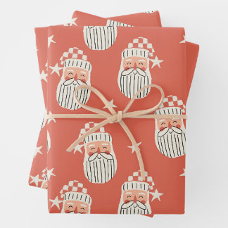 Feuille De Papier Cadeau Joyeux Noël - visage de Père Noël nurserie hiver É