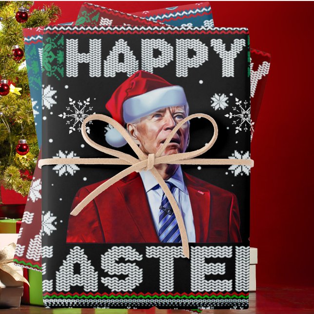 Feuille De Papier Cadeau Joyeux Pâques drôle Joe Biden Père Noël Noël (Créateur téléchargé)