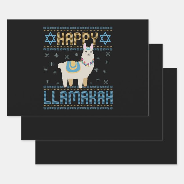 Feuille De Papier Cadeau Joyeux Ramakah Drôle juif Hanoukka Lama cadeau (Lot)