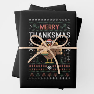 Feuille De Papier Cadeau Joyeux Thanksmans Noël Thanksgiving Turquie