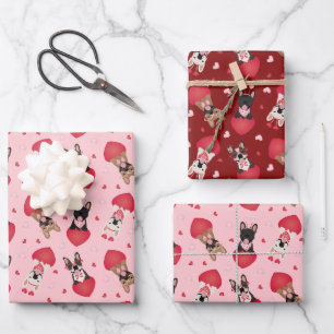 Feuille De Papier Cadeau Joyeux Valentines Day Bulldogs français