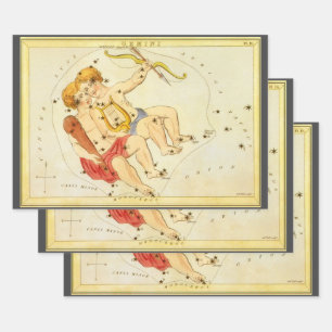 Feuille De Papier Cadeau Jumeaux Gémeaux Antique Constellation Miroir d'Ura