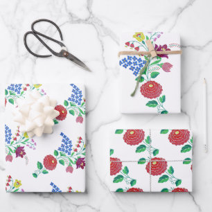 Feuille De Papier Cadeau Kalocsa Fleurs Hongroises Folk Art Garden