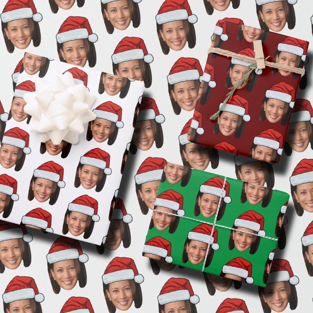 Feuille De Papier Cadeau Kamala Harris Face (Créateur téléchargé)