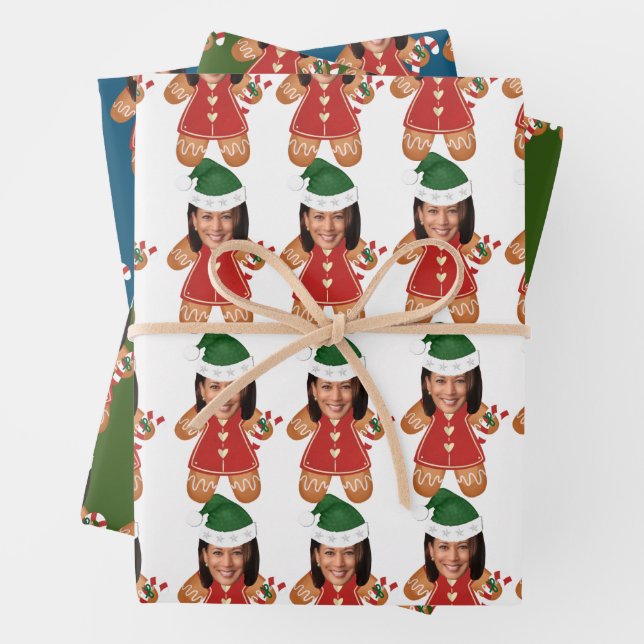 Feuille De Papier Cadeau Kamala Harris Personnalisé Photo Visage Femme En P (En situation)