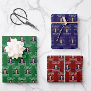Feuille De Papier Cadeau Kamala Harris pour le président 2024 Noël