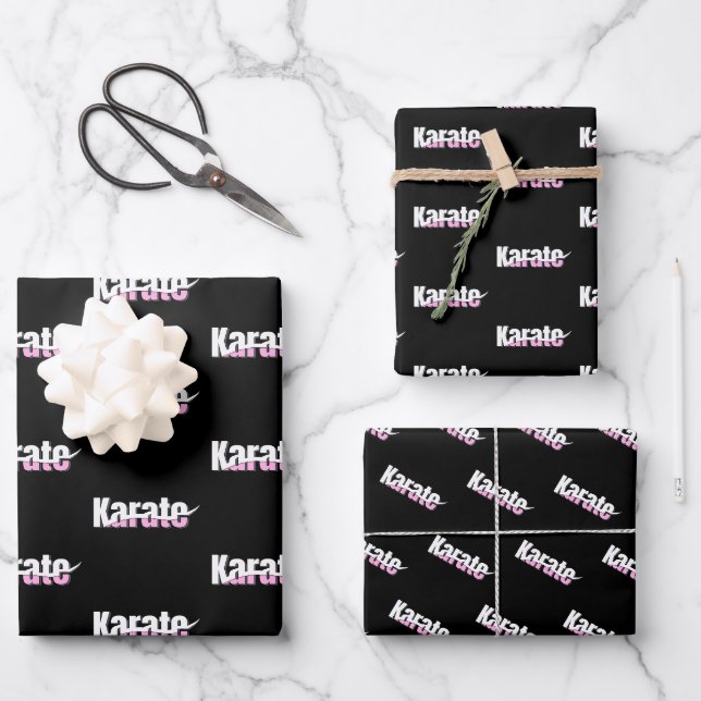 Feuille De Papier Cadeau Karate Martial Arts Girl Rose (Recto)