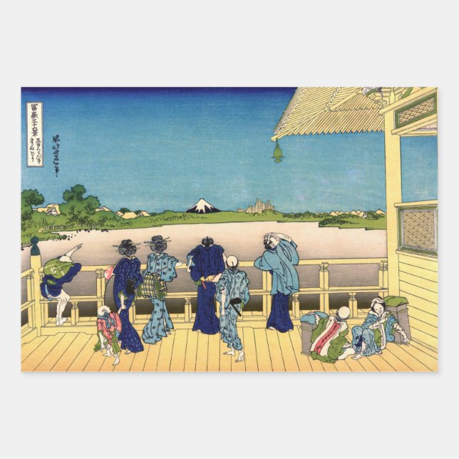 Feuille De Papier Cadeau Katsushika Hokusai - Salle de Sazai, Temple 500 Ra (Devant)