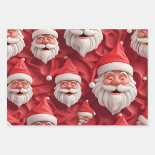 Feuille De Papier Cadeau Kawaii Cute 3D Père Noël
